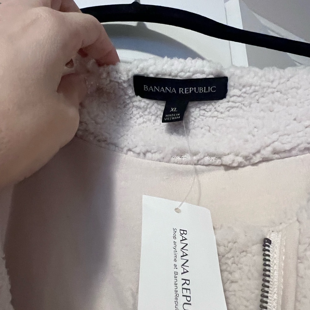 NWT New with Tags Banana Republic White Fleece Jacket Size XL - Picture 2 of 5